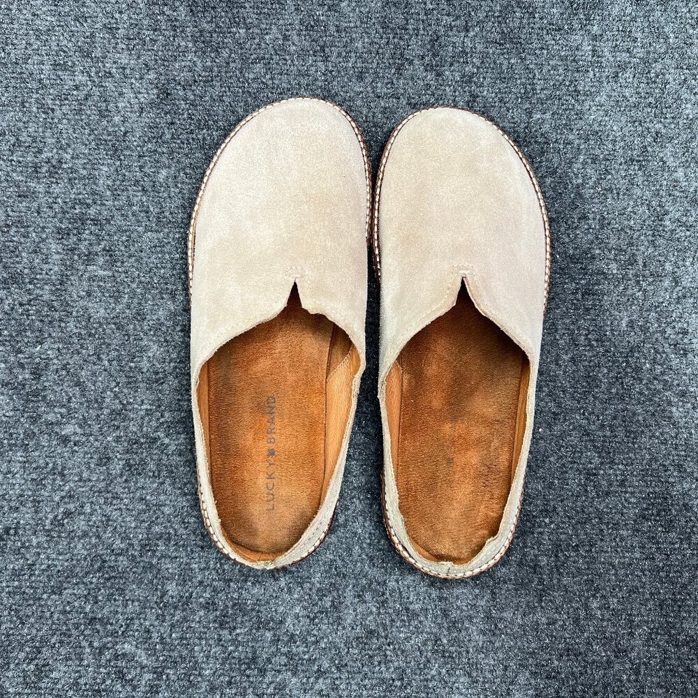Lucky Brand Tamala Clogs Women's Size 10 Tan Suded Slip On Comfort Shoes Sneaker - Picture 8 of 11